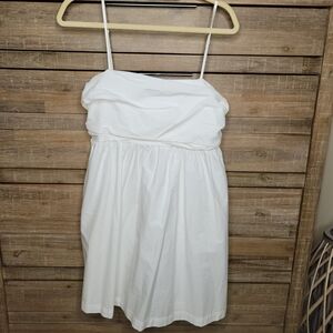 A New Day Women’s White Spaghetti Strap ruched back baby doll dress pockets Med